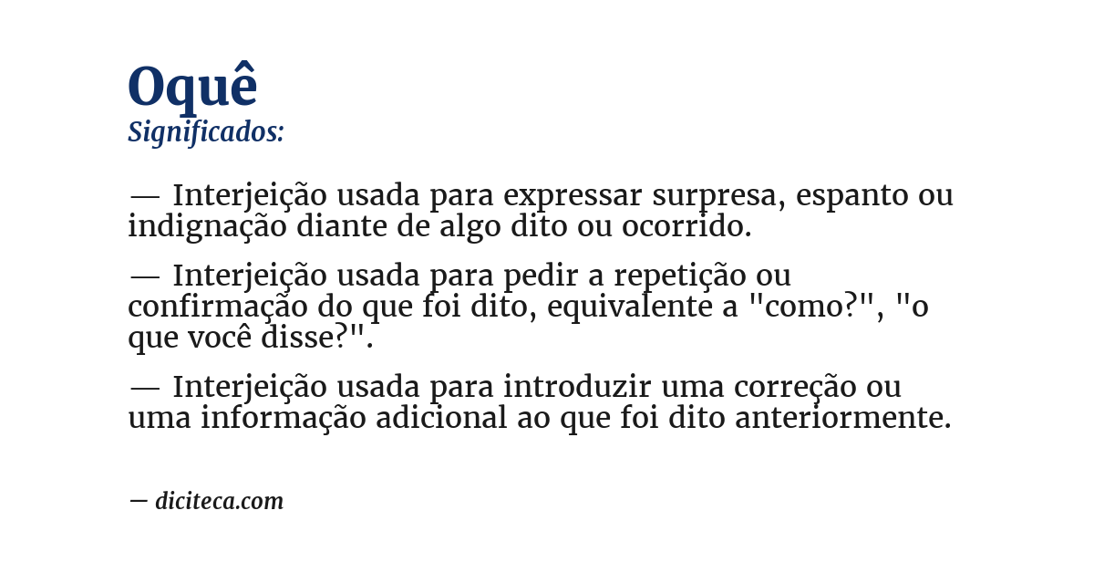 Significado de oquê