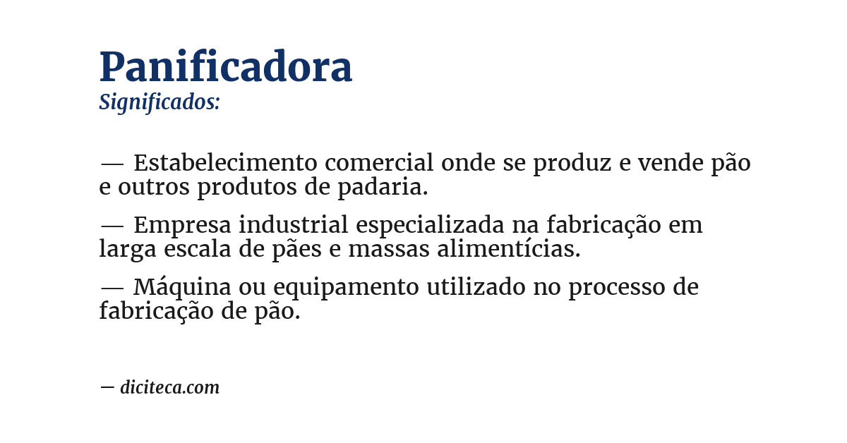 Significado de panificadora