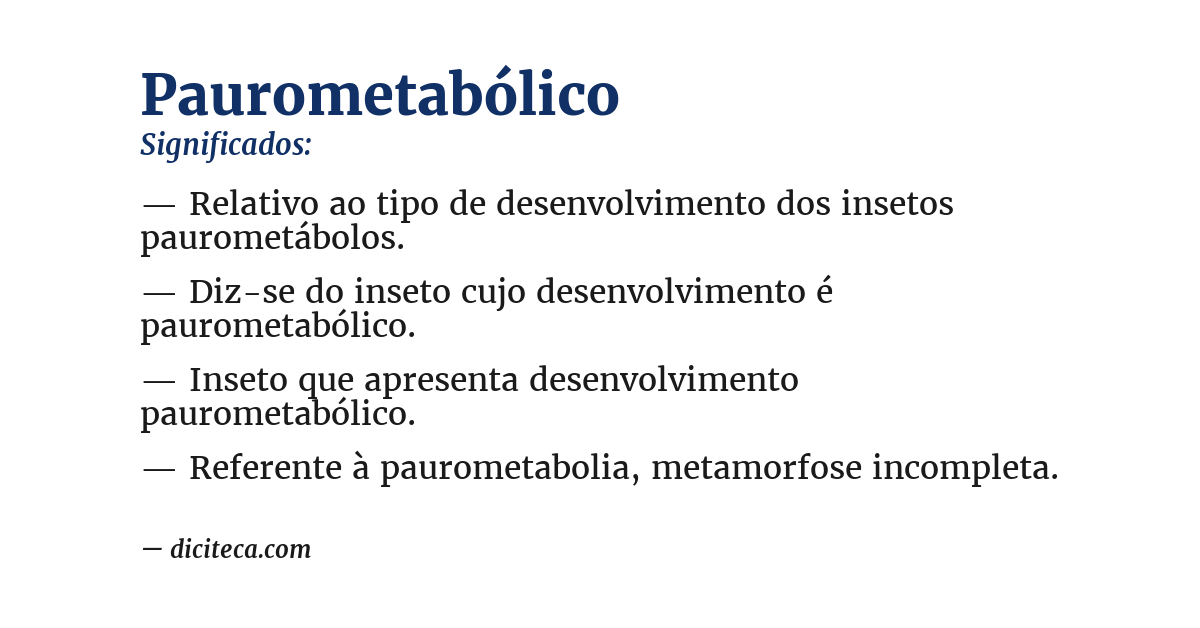 Significado de paurometabólico