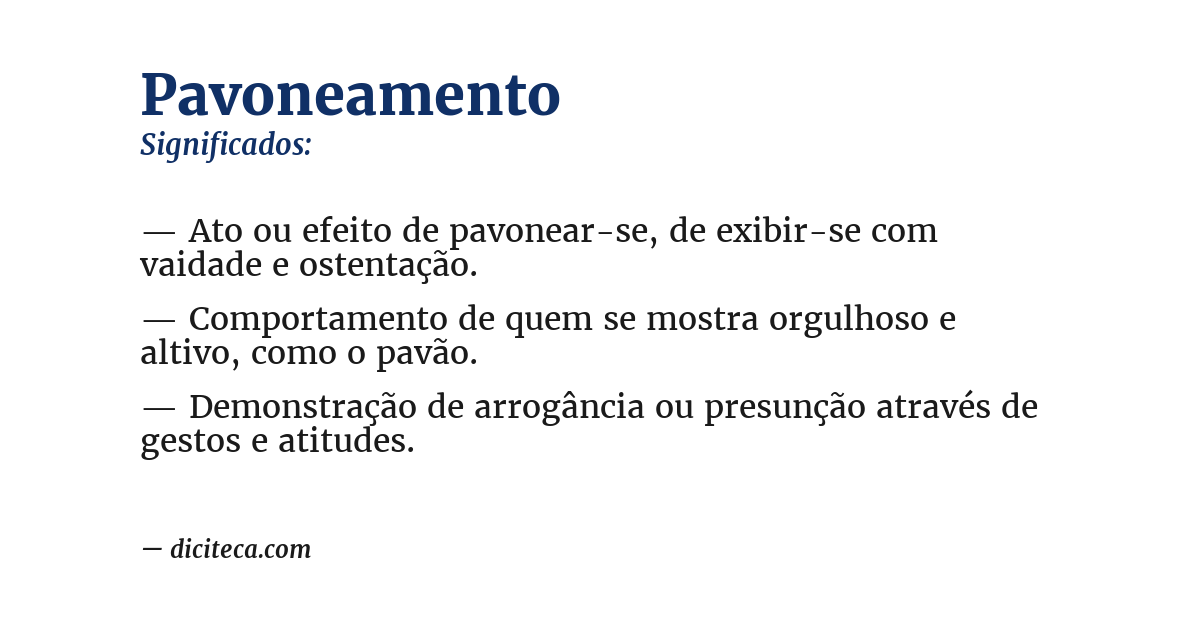 Significado de pavoneamento