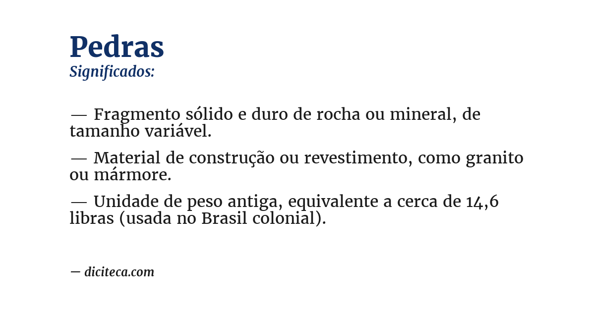 Significado de pedras