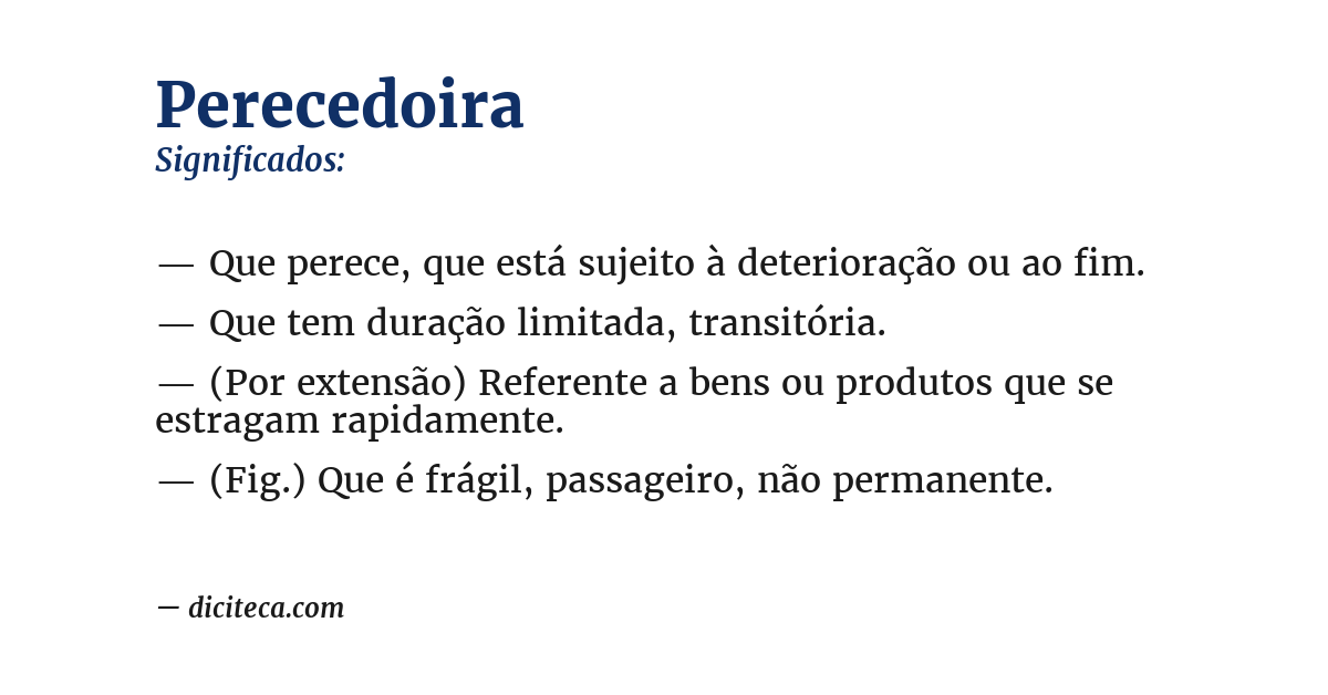 Significado de perecedoira