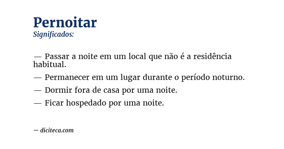 Significado de pernoitar