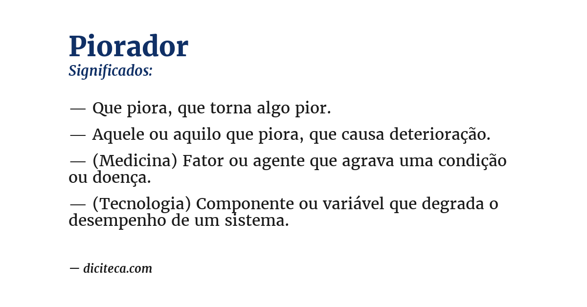 Significado de piorador