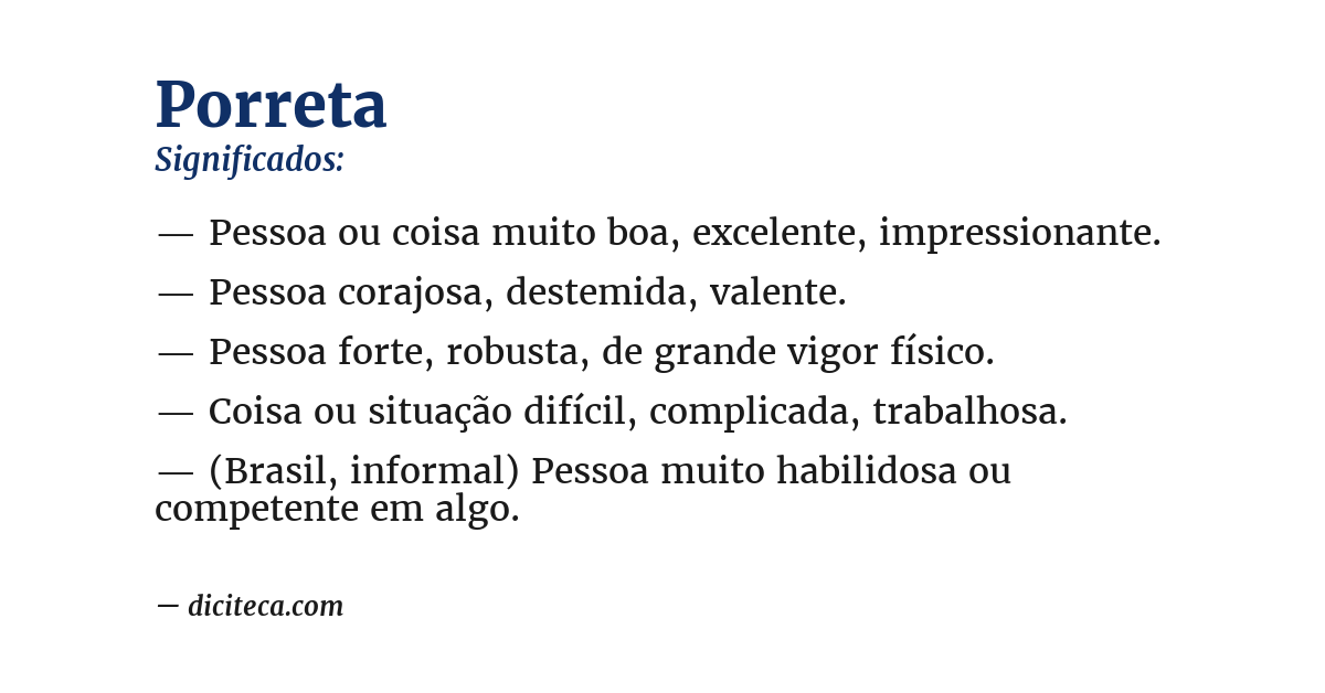 Significado de porreta