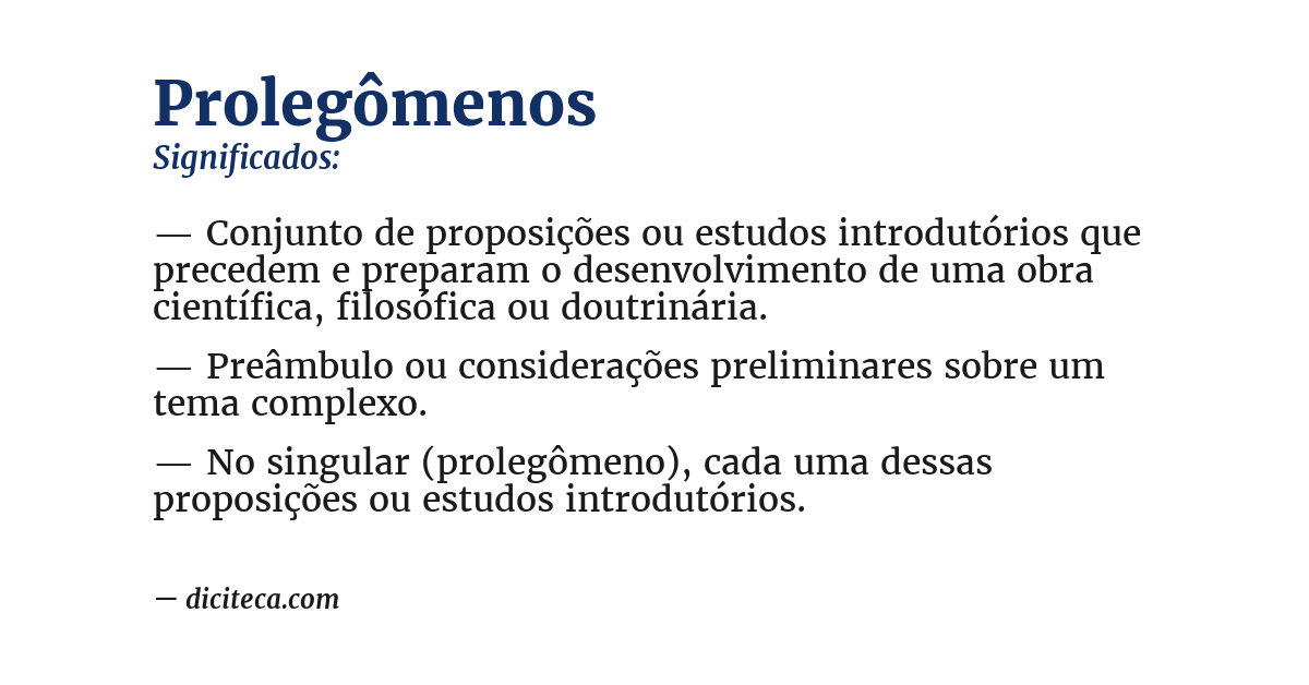 Significado de prolegômenos