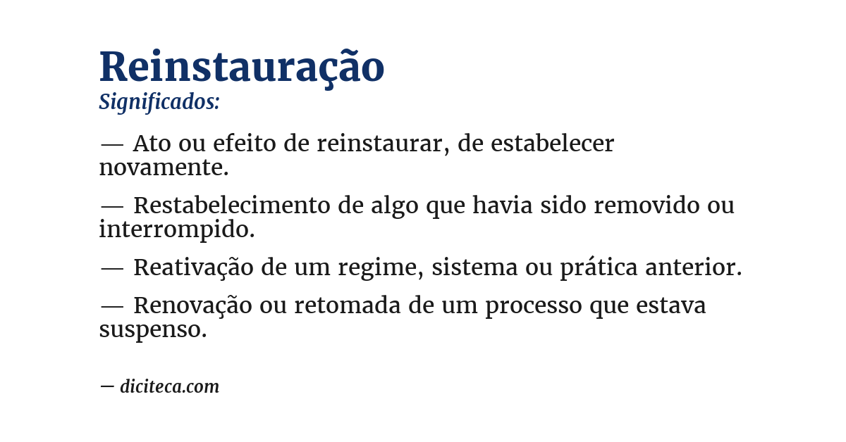 Significado de reinstauração