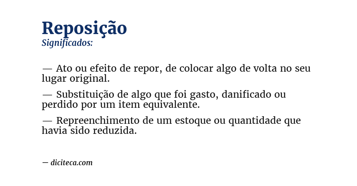 Significado de reposição