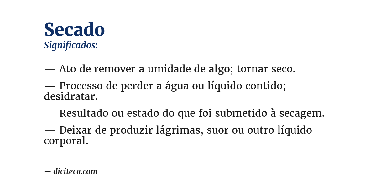 Significado de secado