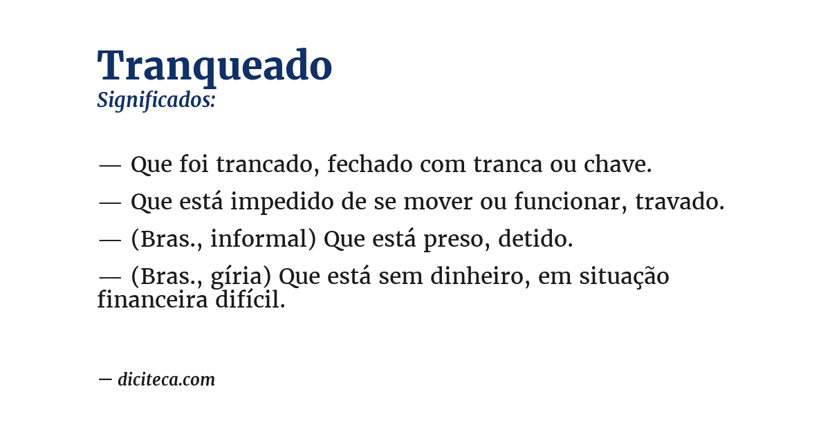 Significado de tranqueado