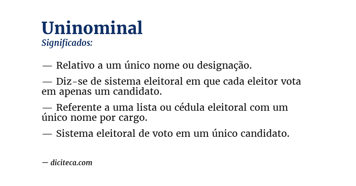 Significado de uninominal