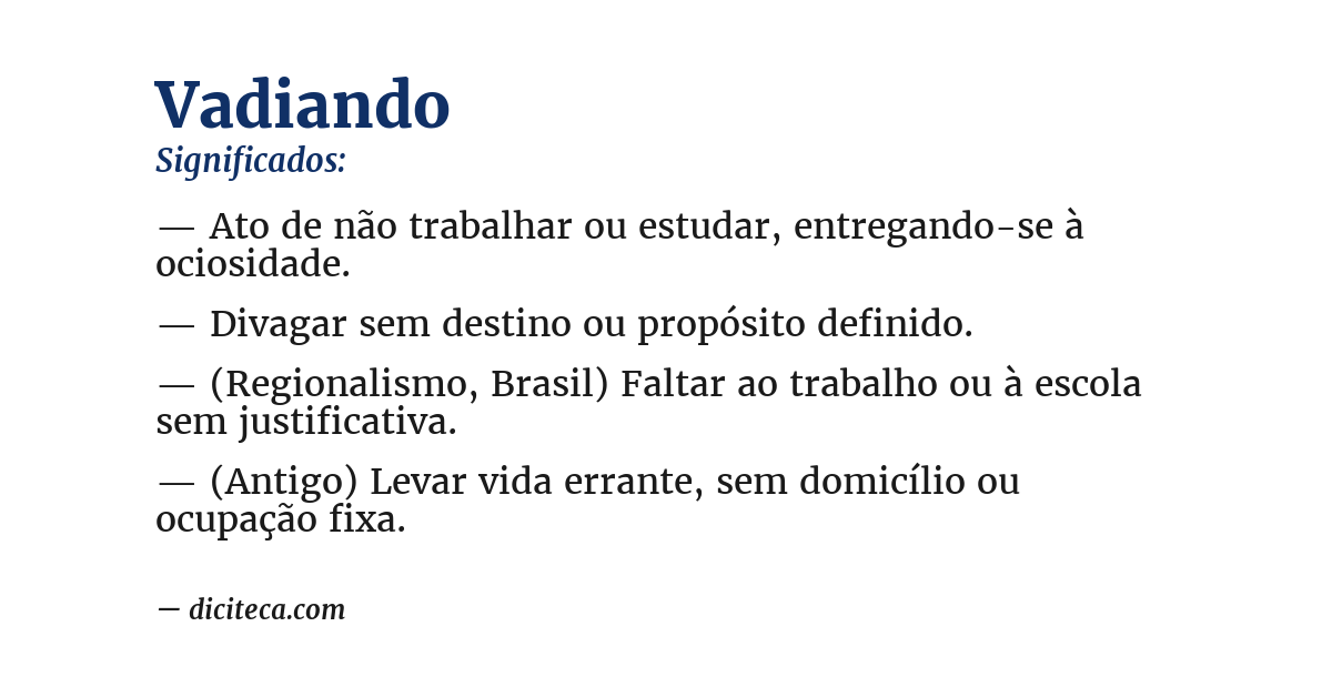Significado de vadiando