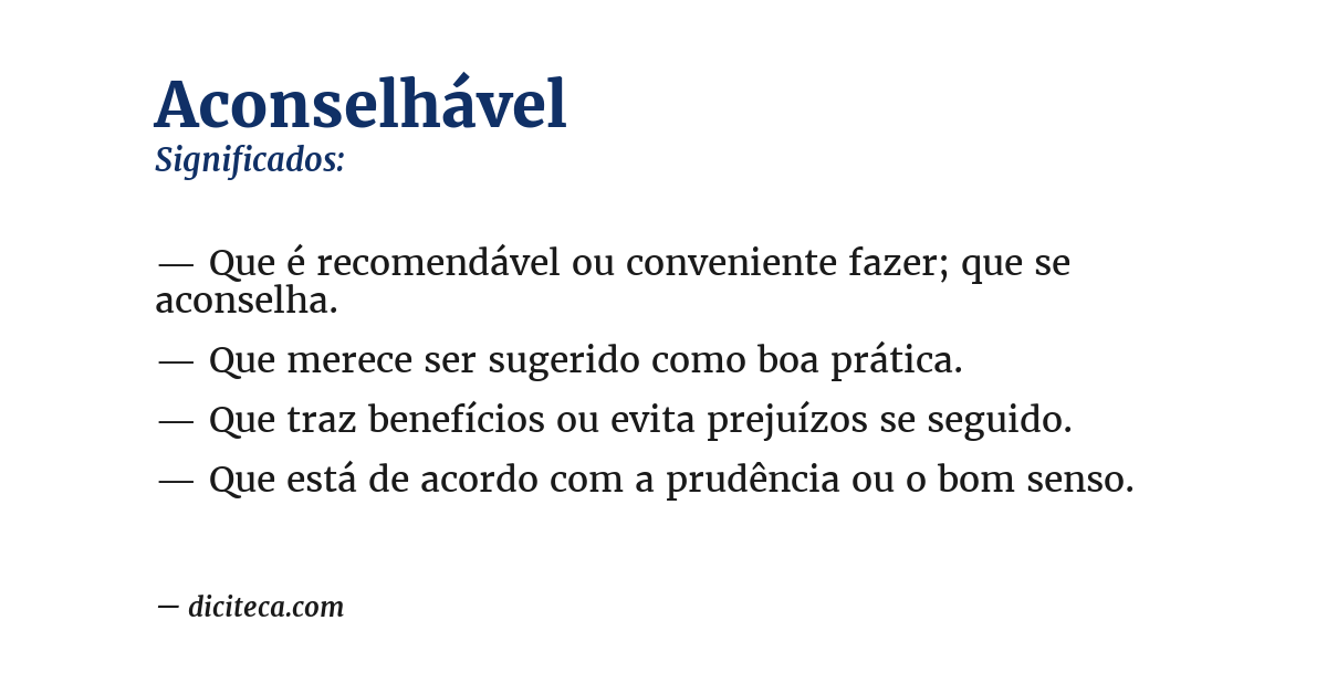Significado de aconselhável