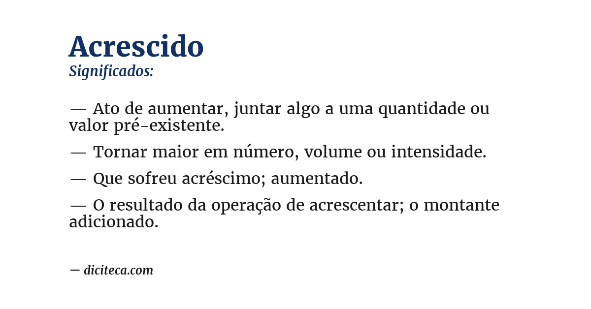 Significado de acrescido