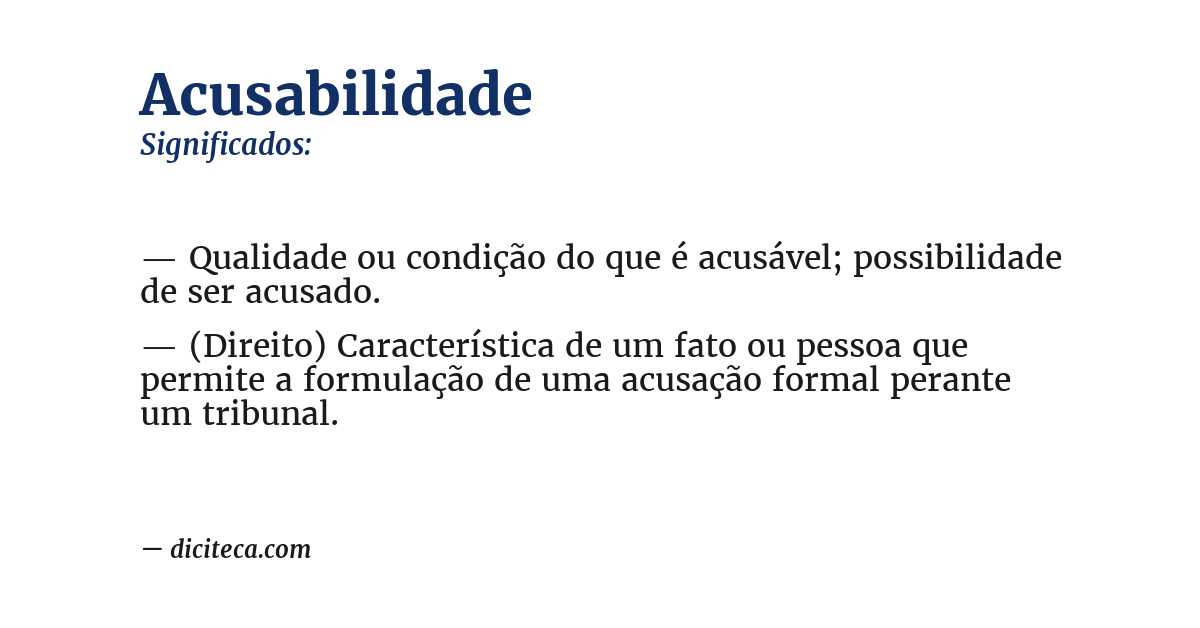 Significado de acusabilidade
