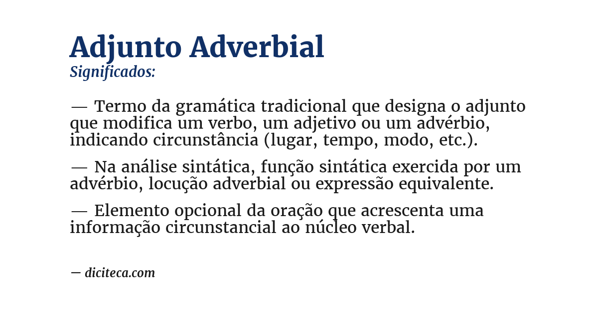 Significado de adjunto adverbial