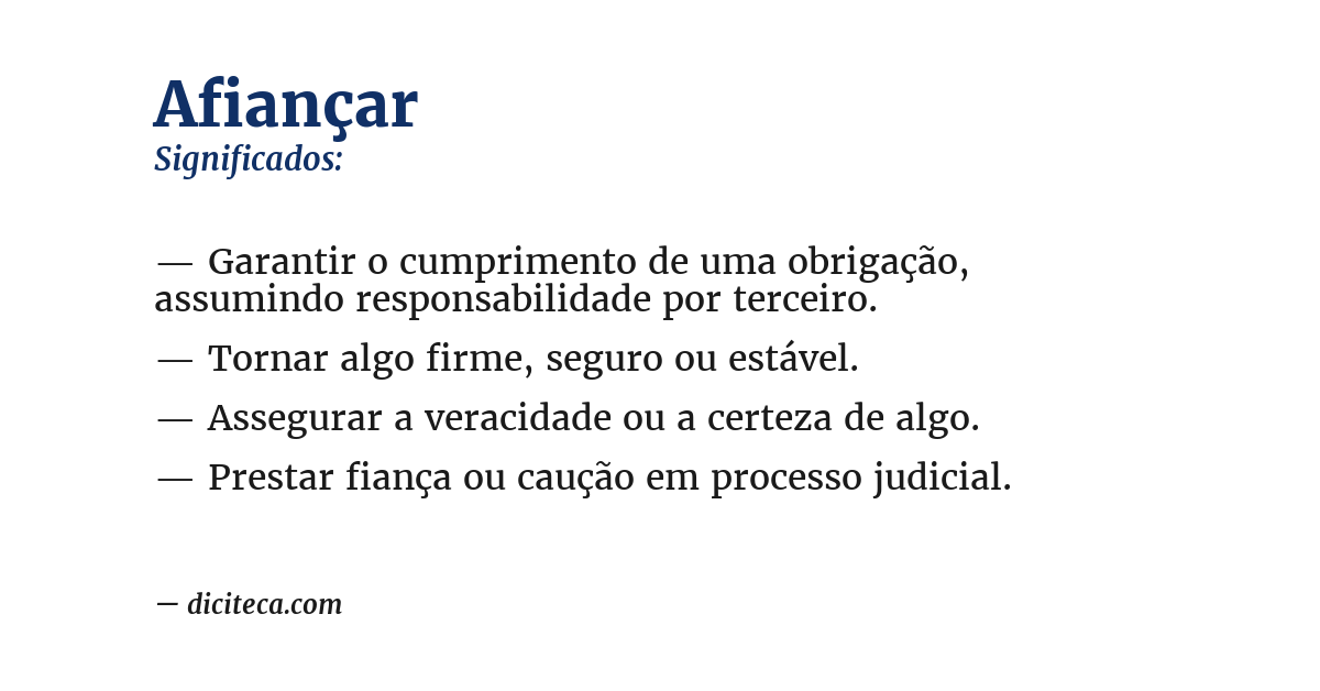 Significado de afiançar