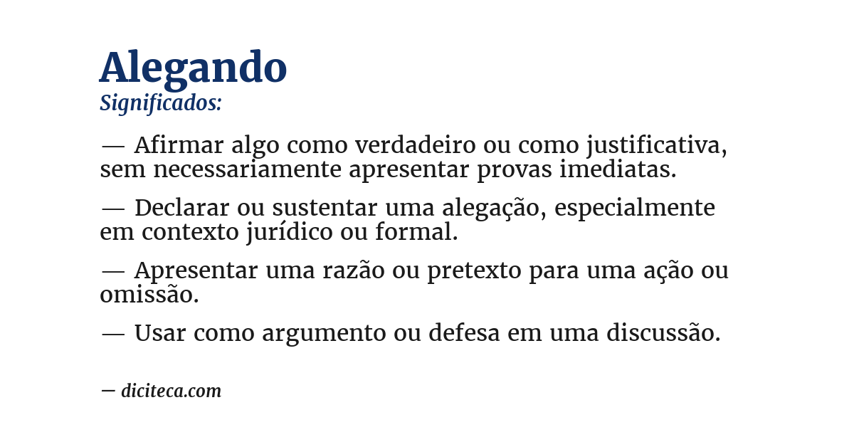 Significado de alegando