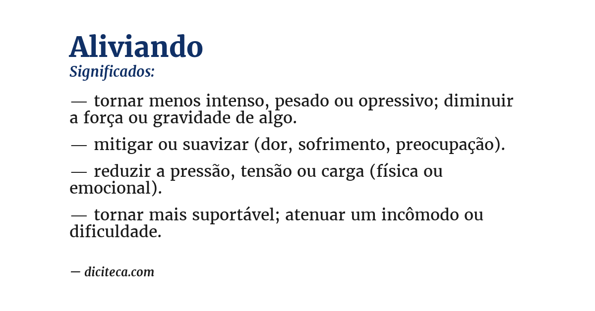 Significado de aliviando