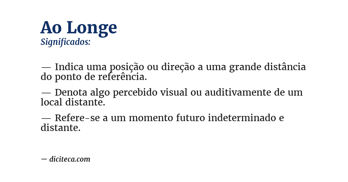 Significado de ao longe