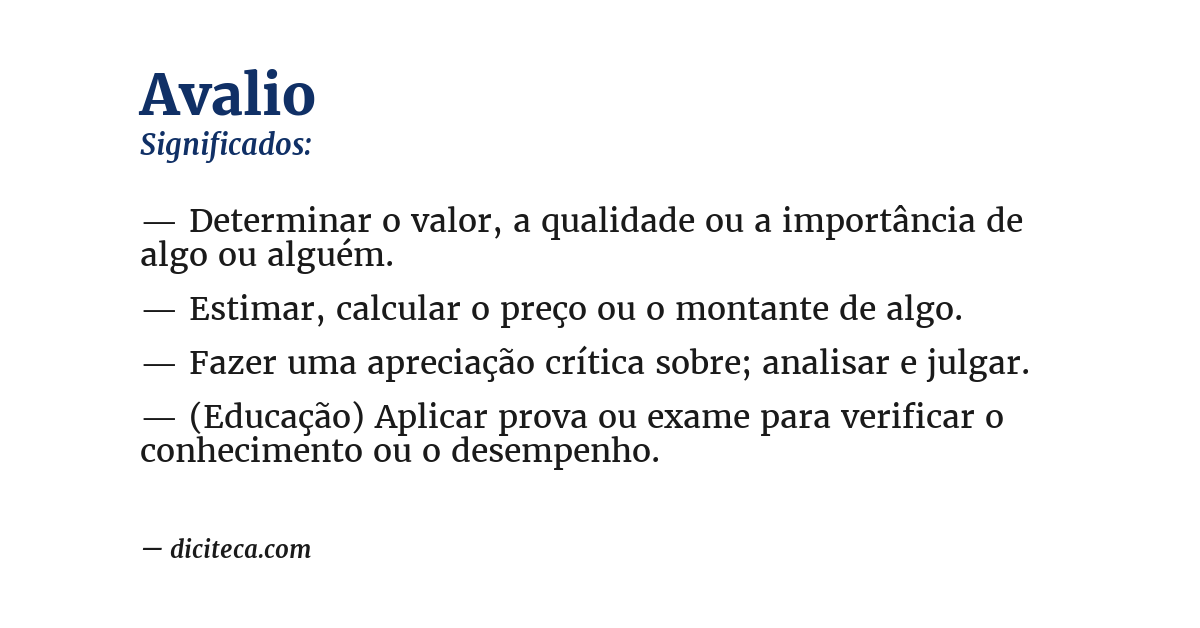 Significado de avalio