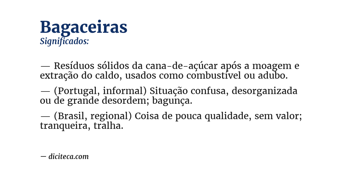 Significado de bagaceiras