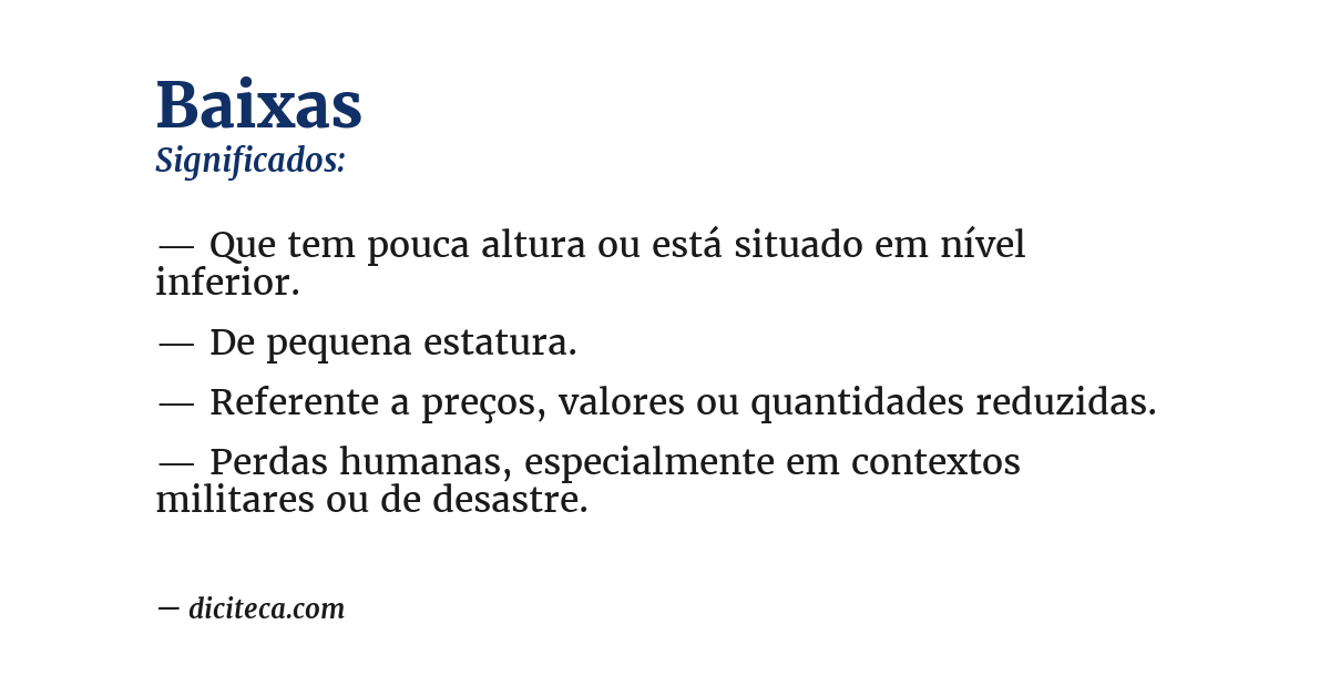 Significado de baixas