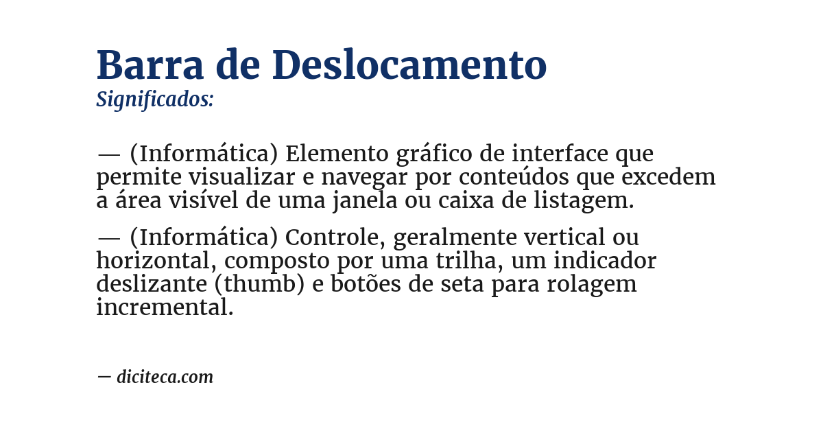 Significado de barra de deslocamento