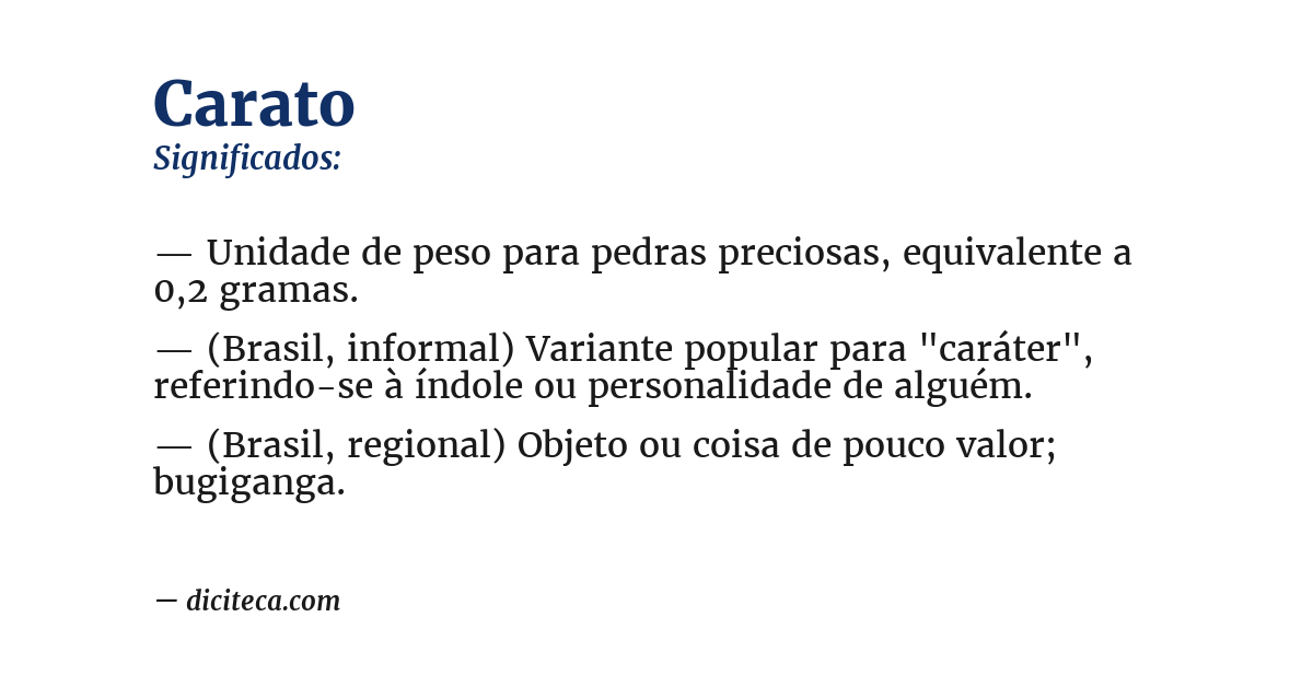 Significado de carato