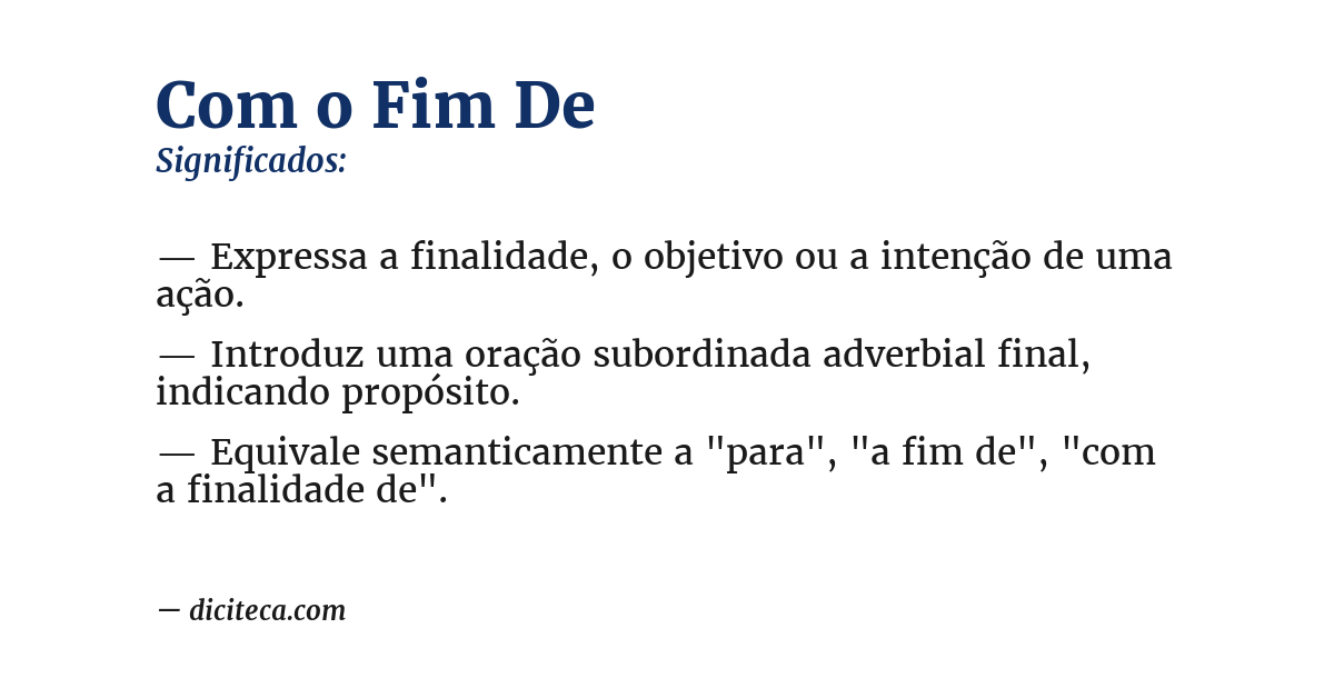 Significado de com o fim de