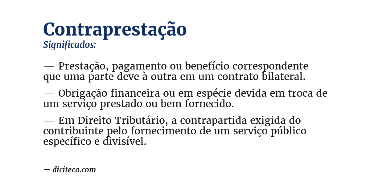 Significado de contraprestação