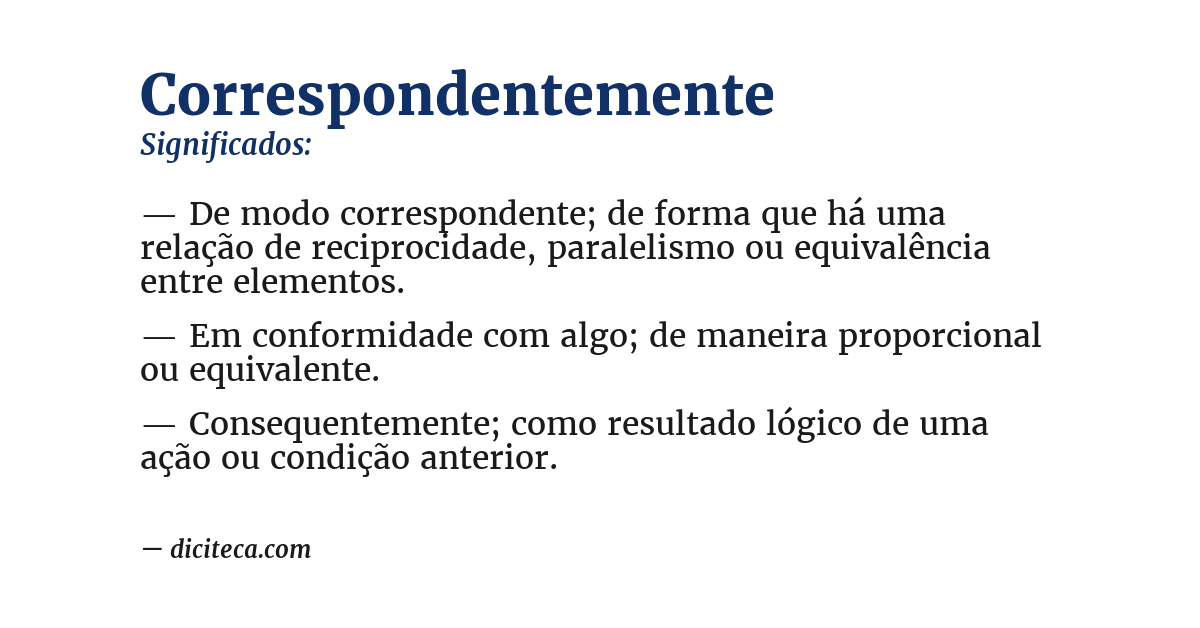 Significado de correspondentemente