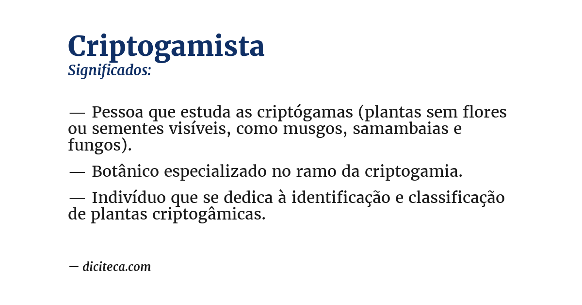 Significado de criptogamista