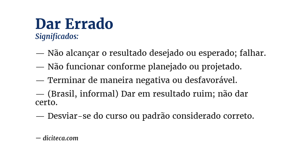 Significado de dar errado