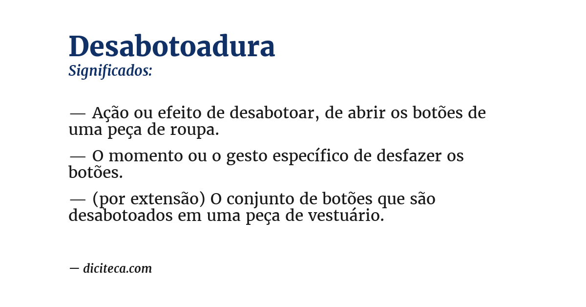 Significado de desabotoadura