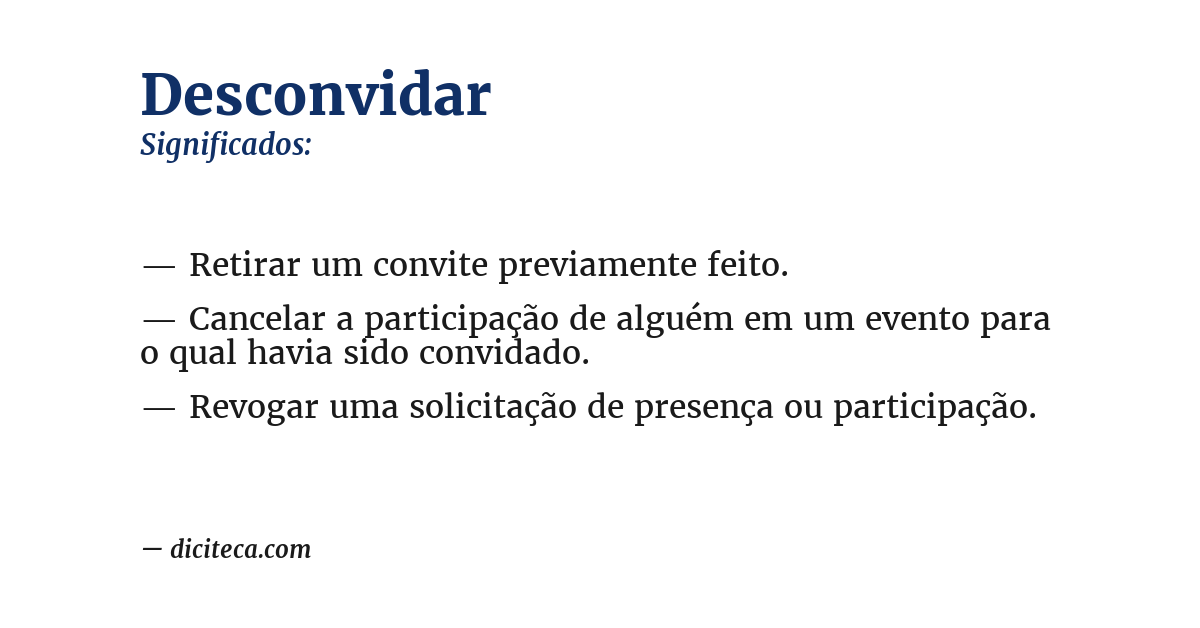 Significado de desconvidar