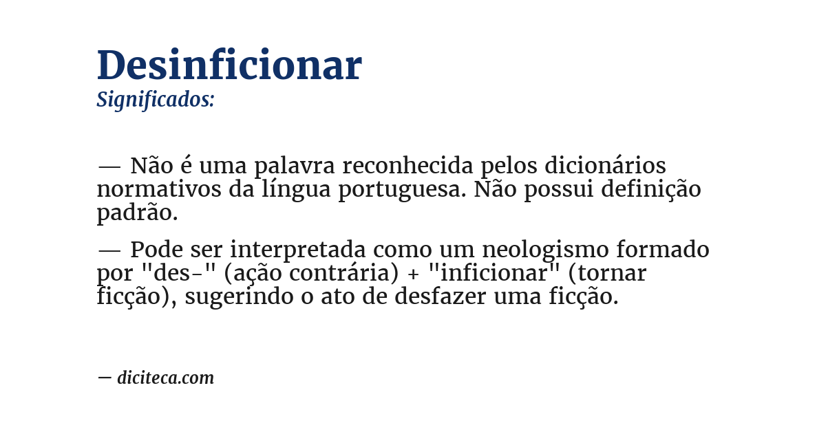 Significado de desinficionar