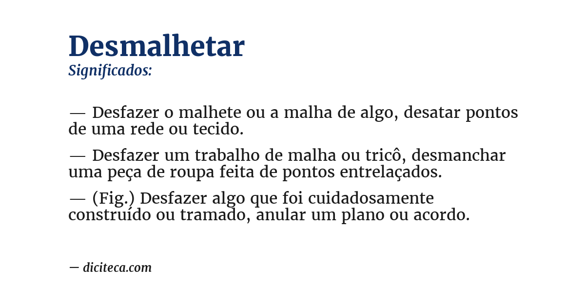 Significado de desmalhetar