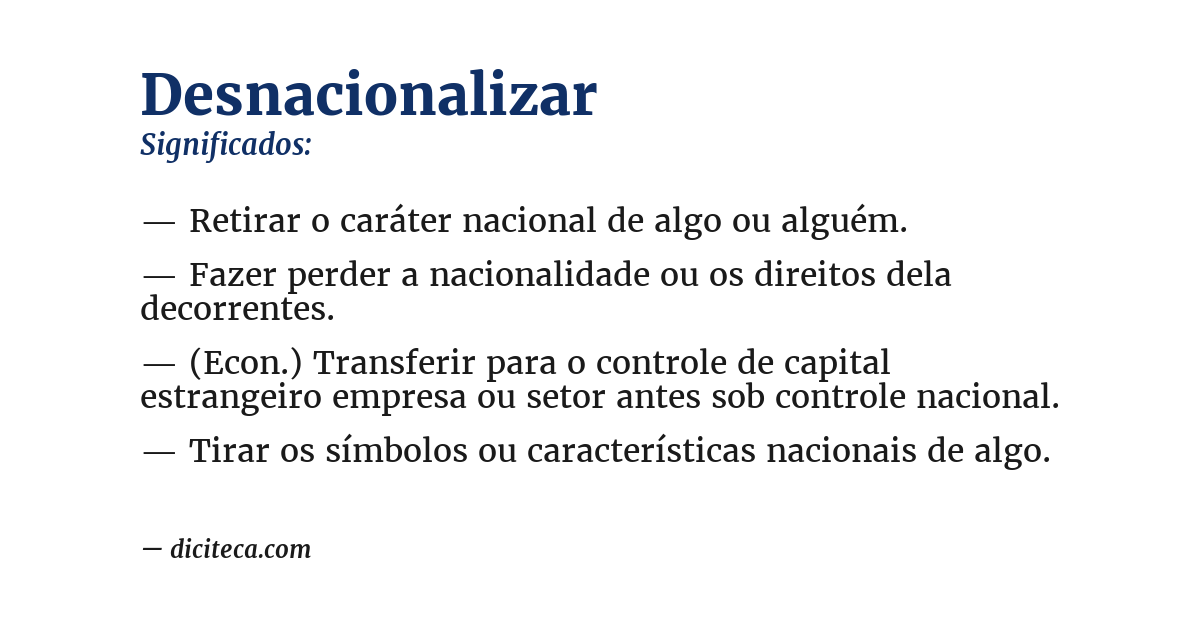 Significado de desnacionalizar