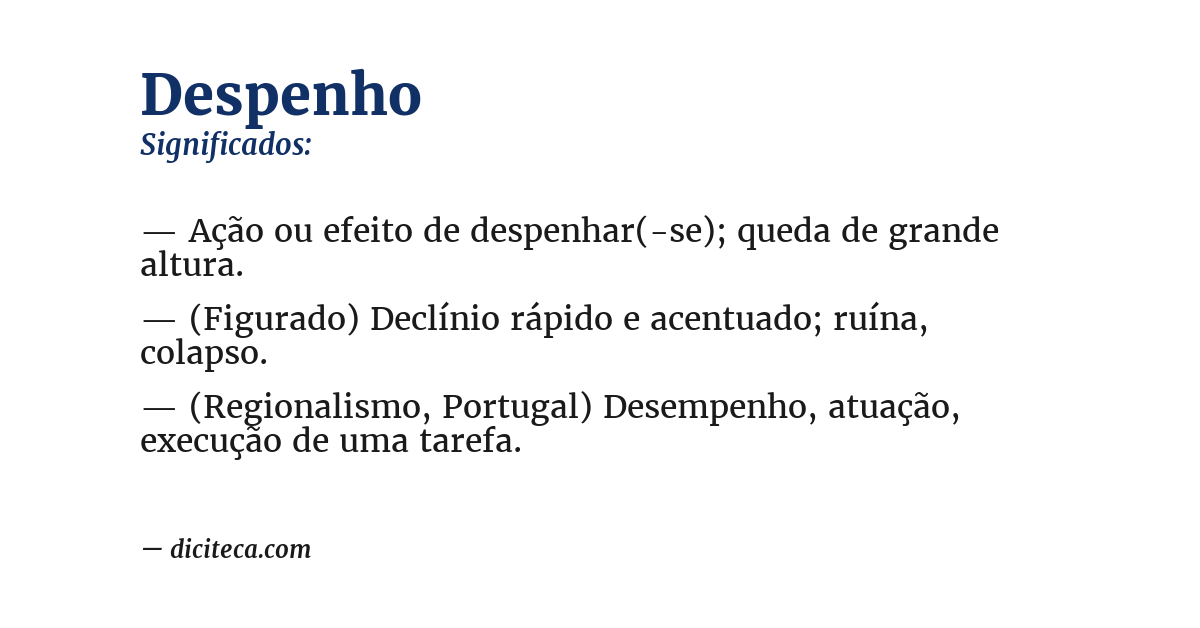 Significado de despenho