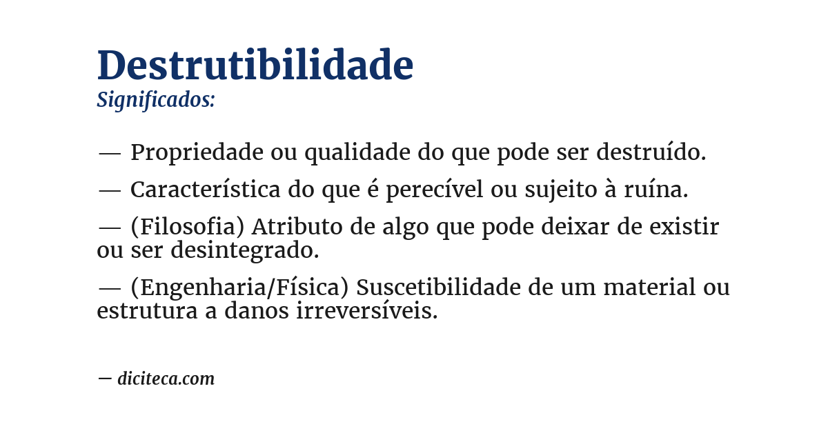 Significado de destrutibilidade