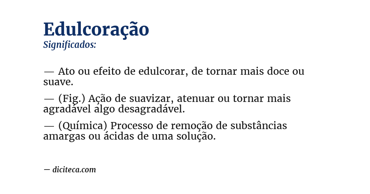 Significado de edulcoração
