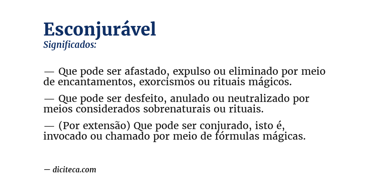 Significado de esconjurável