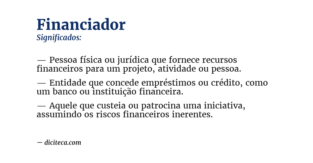 Significado de financiador