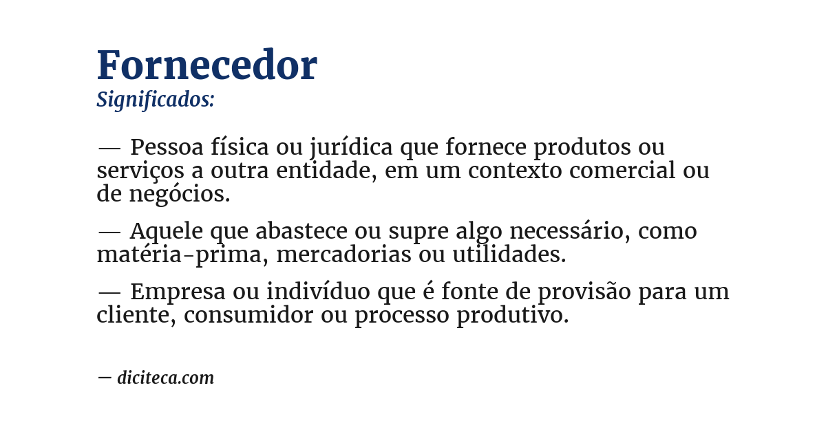 Significado de fornecedor