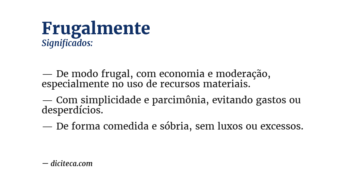 Significado de frugalmente