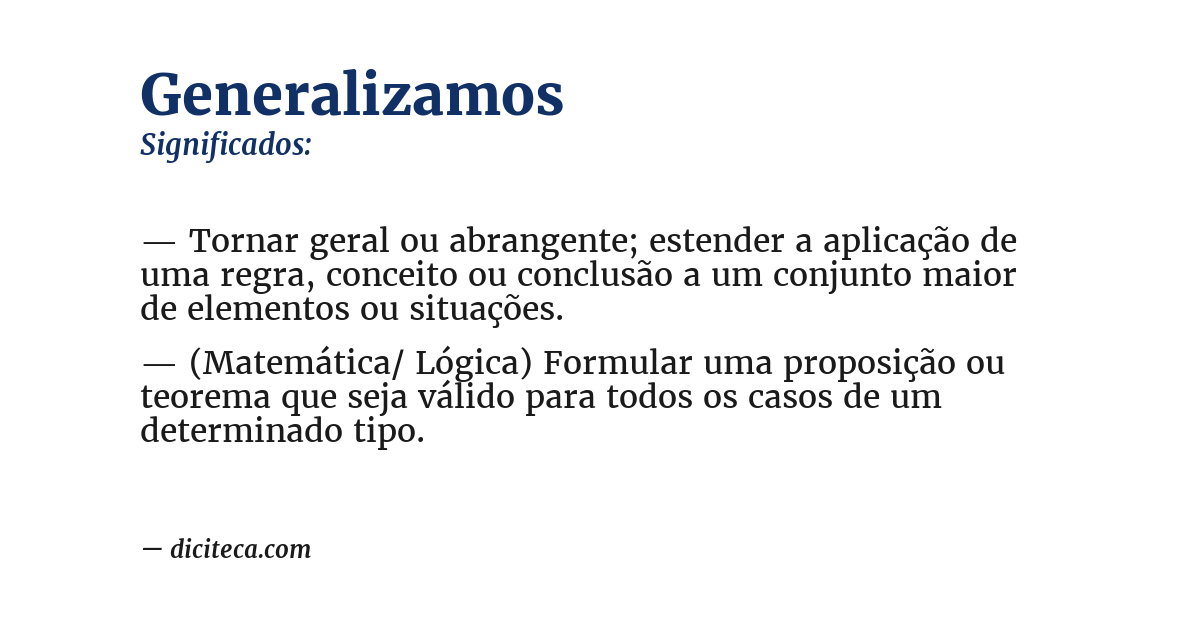 Significado de generalizamos
