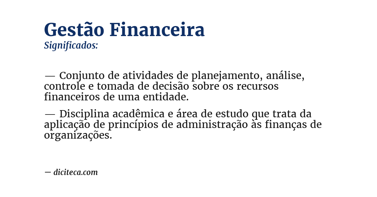Significado de gestão financeira