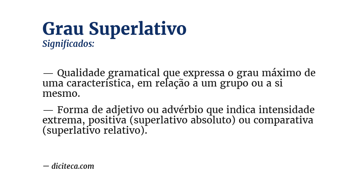 Significado de grau superlativo