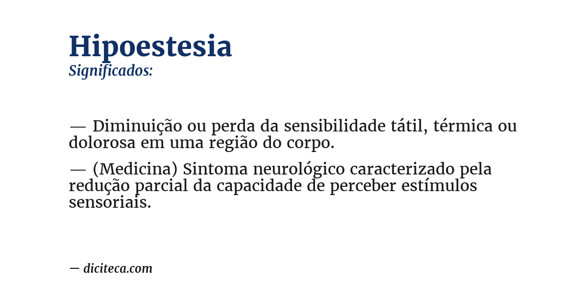 Significado de hipoestesia